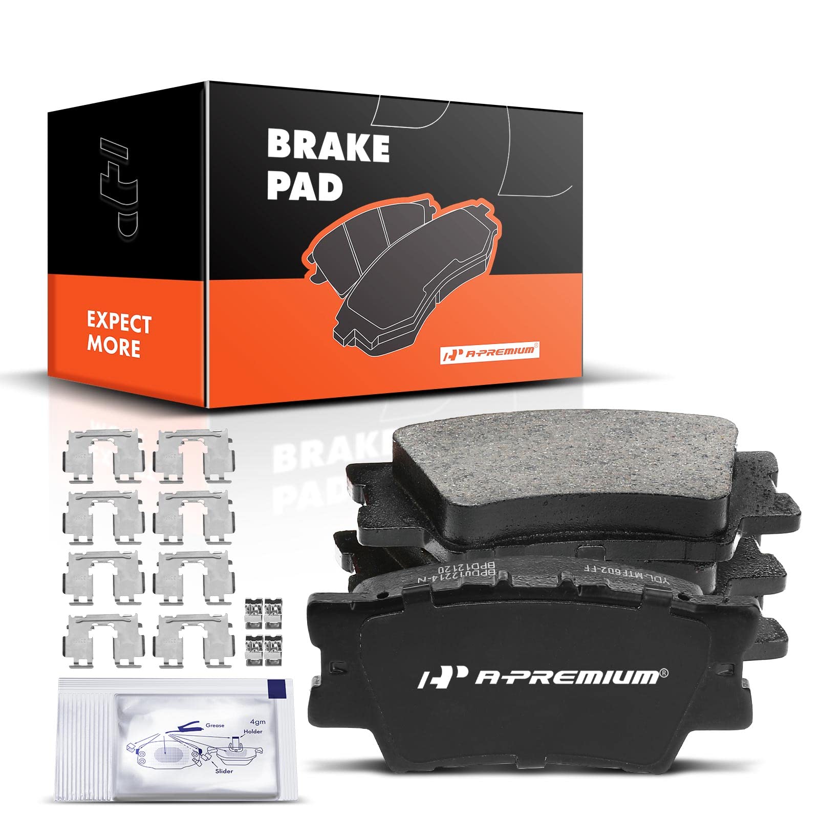 A-Premium Rear Ceramic Disc Brake Pads Set Compatible with Select Toyota, Lexus and Pontiac Models - Avalon 2007-2021, Camry, Matrix, RAV4, ES300h, ES350, HS250h, Vibe, with Hardware, 4 Pcs
