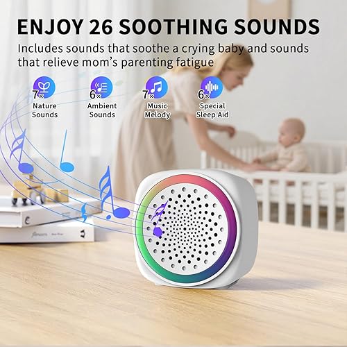 Miniatura 4 de Duerme mejor en cualquier lugar Máquina portátil de ruido blanco para bebés y adultos 26 sonidos sin bucle, máquina de sonido de sueño de viaje