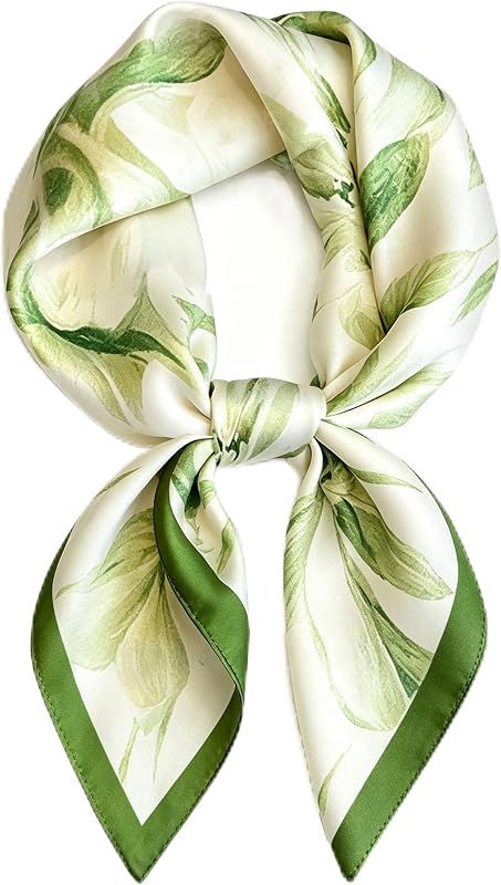 Head Scarf for Women - Hair Scarf Silk Feeling Bandanas 27.5" Square Scarves Printed Neck Satin