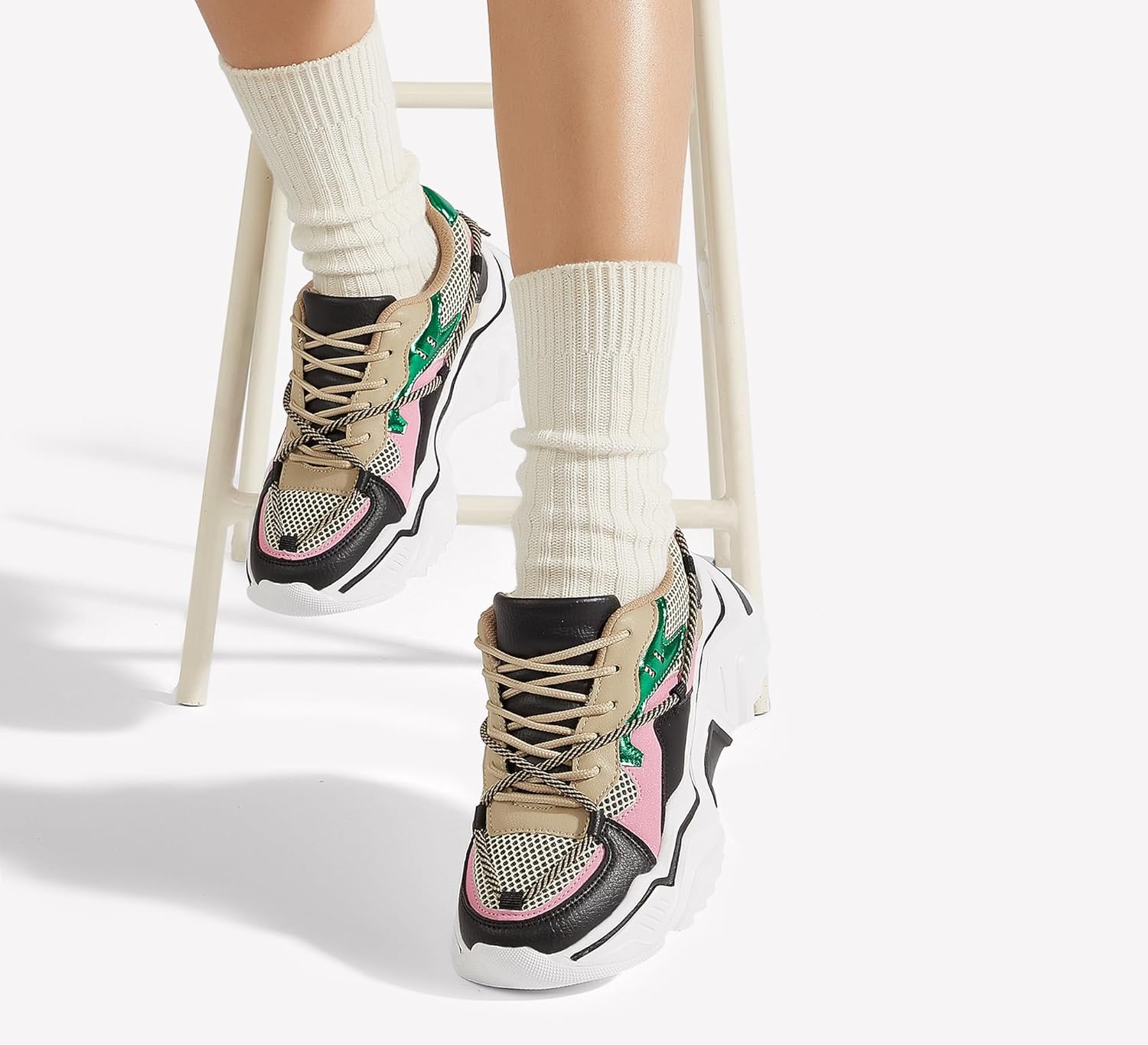 LUCKY STEP Women's Platform Colorful Fashion Sneakers Retro Colorblock Stylish Cute Chunky Dad Walking Shoes - Image 7