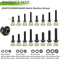 Vista 2 de mxuteuk Juego de tornillos métricos y pernos de brida, kit surtido de tuercas y pernos M2/M3/M4/M5/M6/M8/M10, tornillos de máquina de acero
