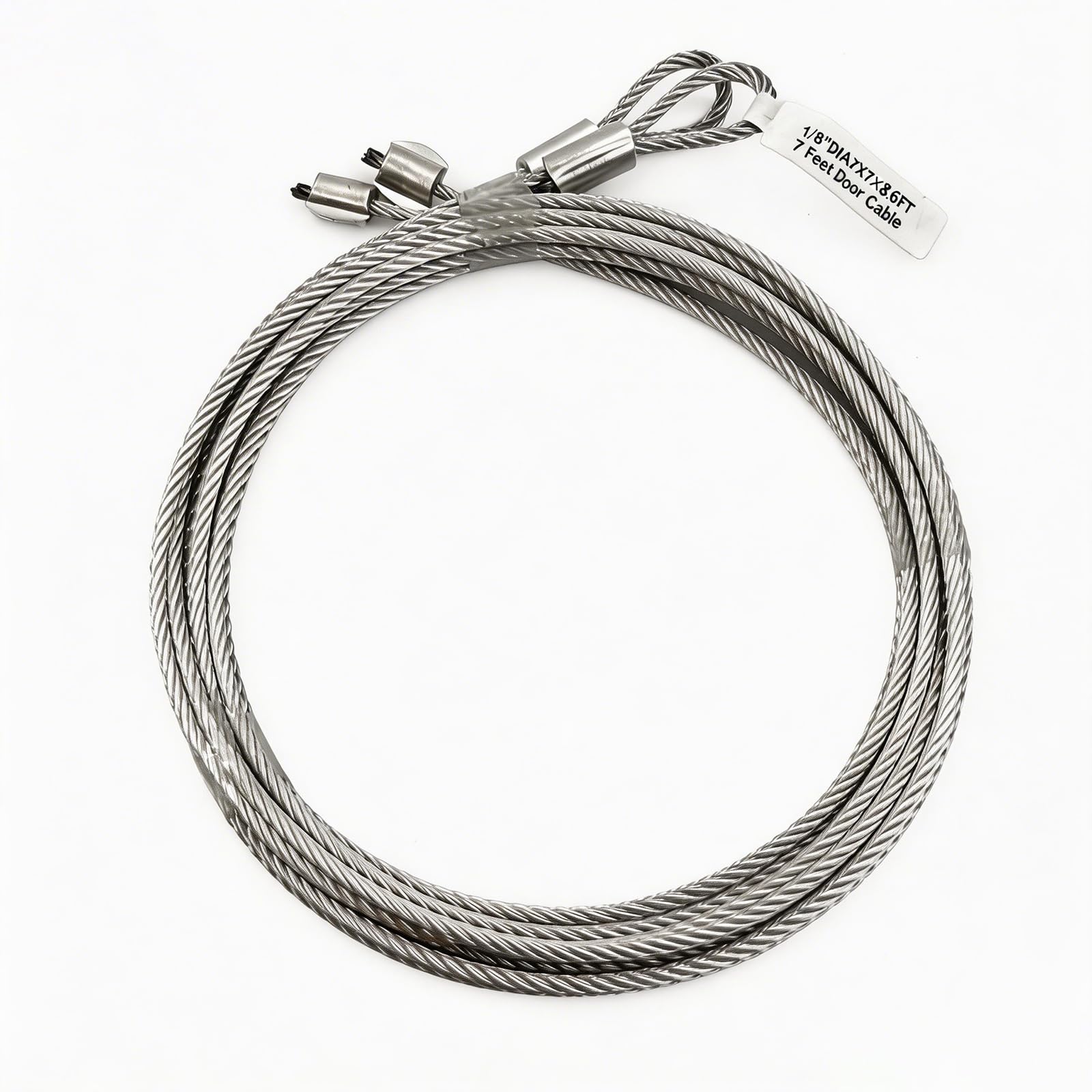 Garage Door Torsion Spring Cable & Wire, 8.6ft x 1/8" Diameter Heavy Duty 7x7 Strand Zinc Coated Lift Cable, Galvanized Replacement Wire Rope for