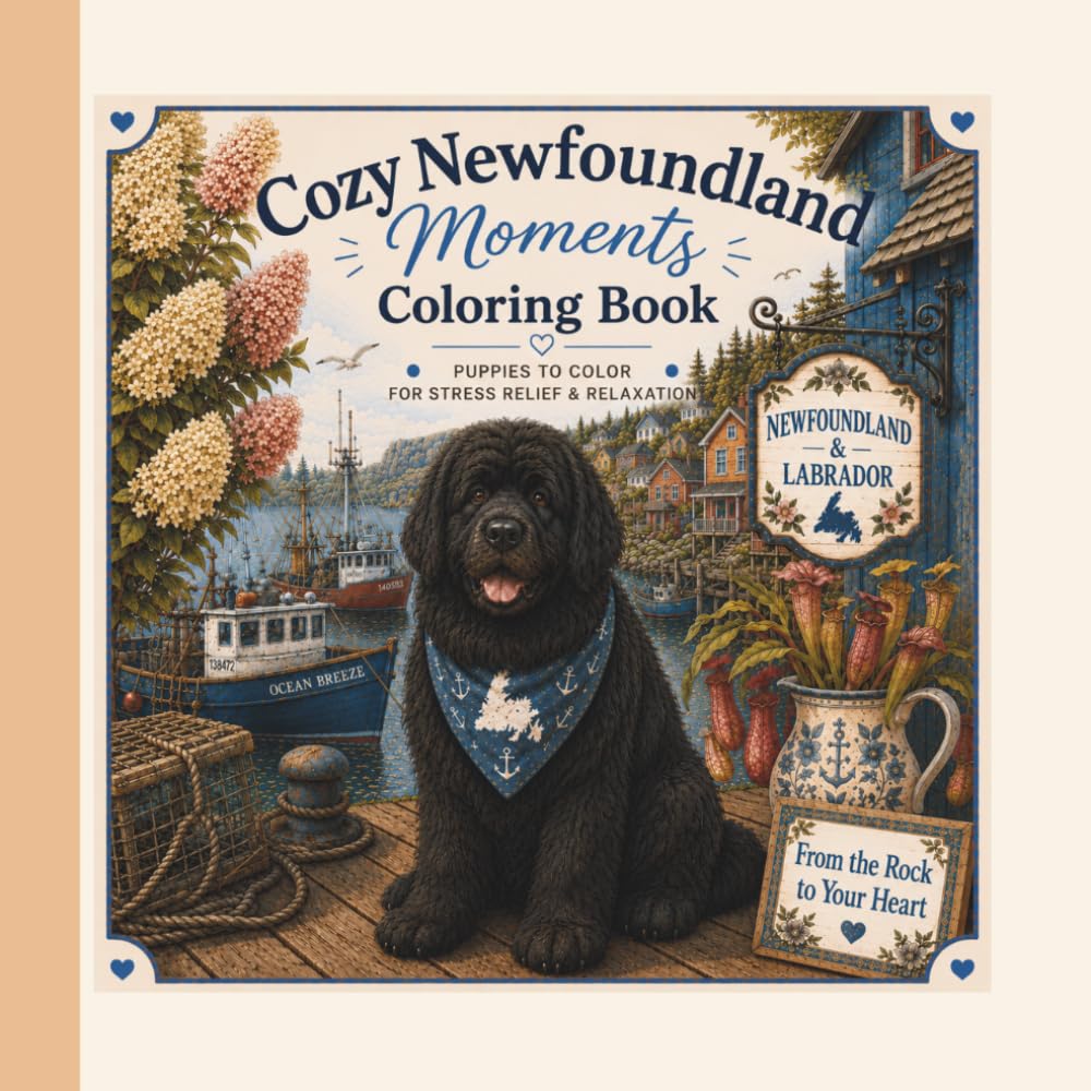 Cozy Newfoundland Moments: Coloring Book For Stress Relief & Relaxation