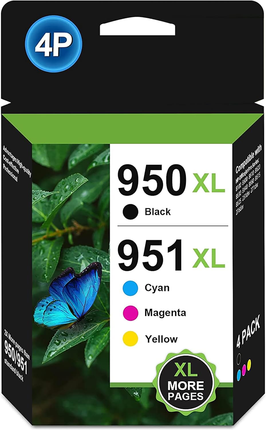 950XL 951XL Combo Pack Ink Cartridges for HP 950XL Black 951 XL Color Work for HP OfficeJet Pro