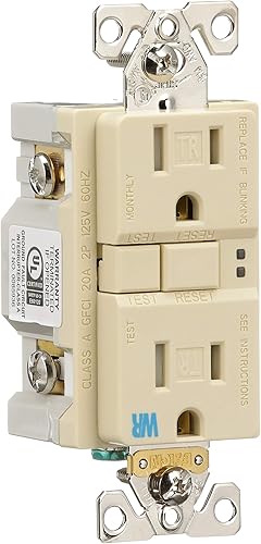 Miniatura 6 de EATON TWRSGF15V Arrow Hart Receptáculo dúplex Gfci resistente a manipulaciones y a la intemperie, 125 Vac, 15 A, 2 polos, 3 cables, marfil