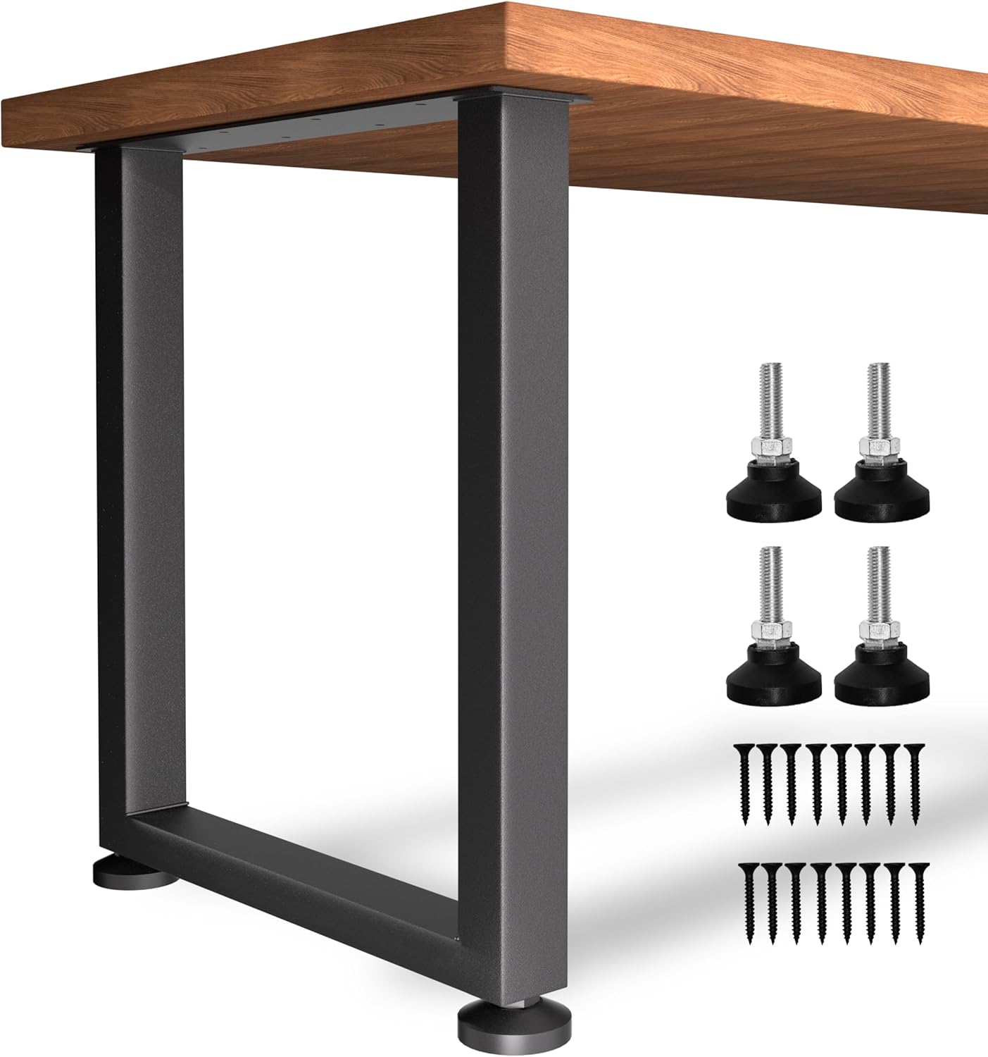 Heavy Duty Metal Table Legs 28x17.7 Inch, Modern Industrial Steel Square Frame for DIY Dining Table, Kitchen Table Base, Desk, console, Supports 1000lbs(True 14-Gauge Steel), Set of 2 (Black)