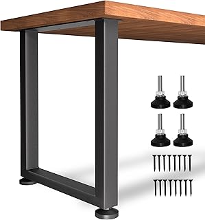 Heavy Duty Metal Table Legs 28x18 Inch, Modern Industrial Steel Square Frame for DIY