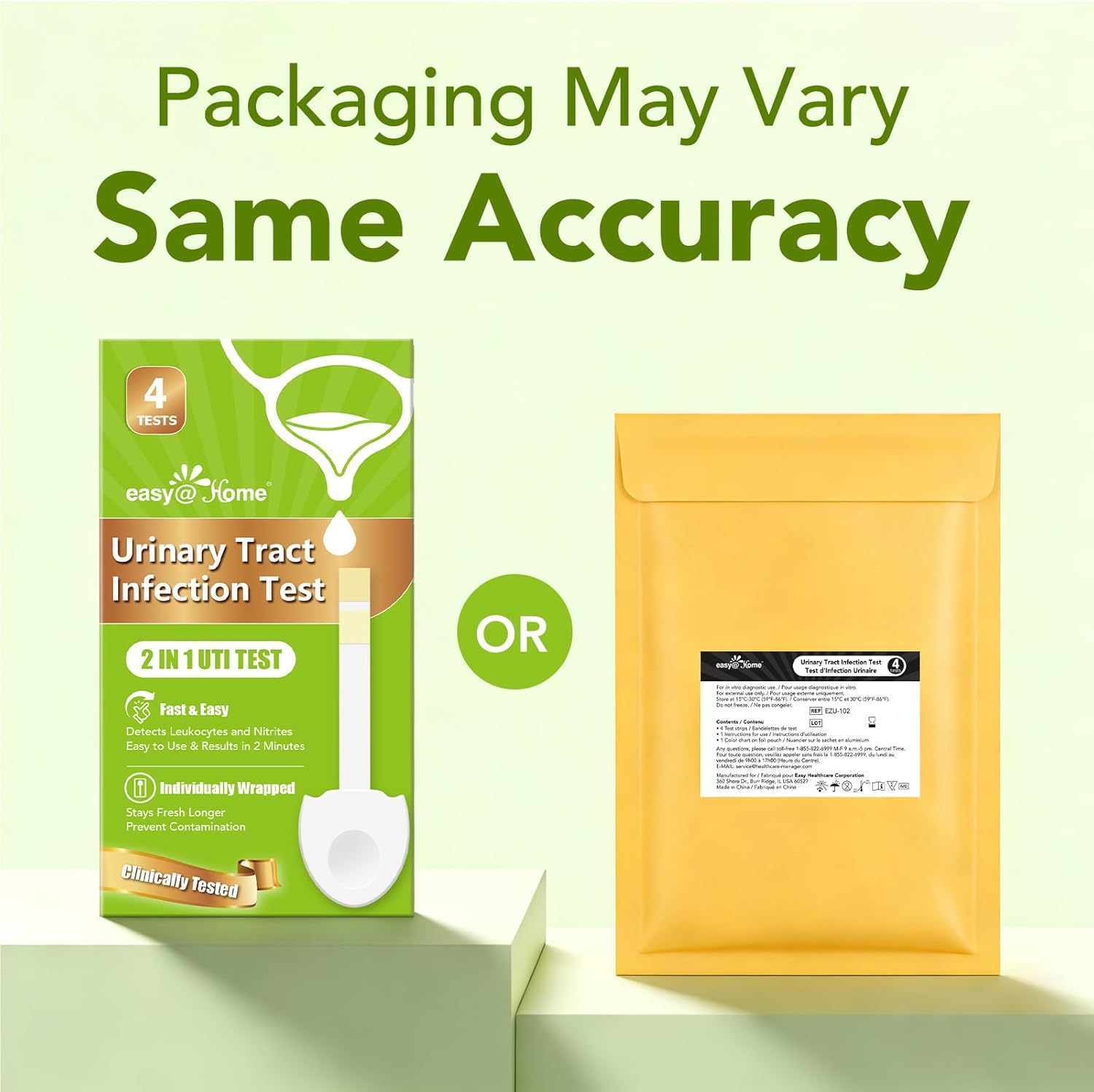 Easy@Home UTI Test Strips for Women: 4 Pack Highly Accurate UTI Test Strips Detect Urinary Tract Infection, Urine Testing Kit Individually Wrapped, Rapid Urinalysis Results - Image 8