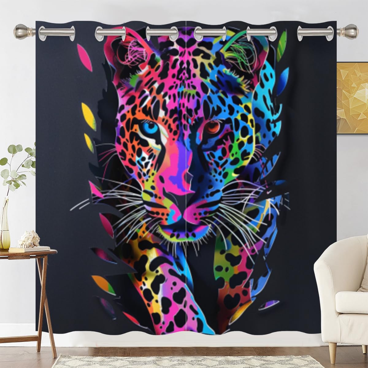 Rideau occultant thermique Leopardss motif animal salon