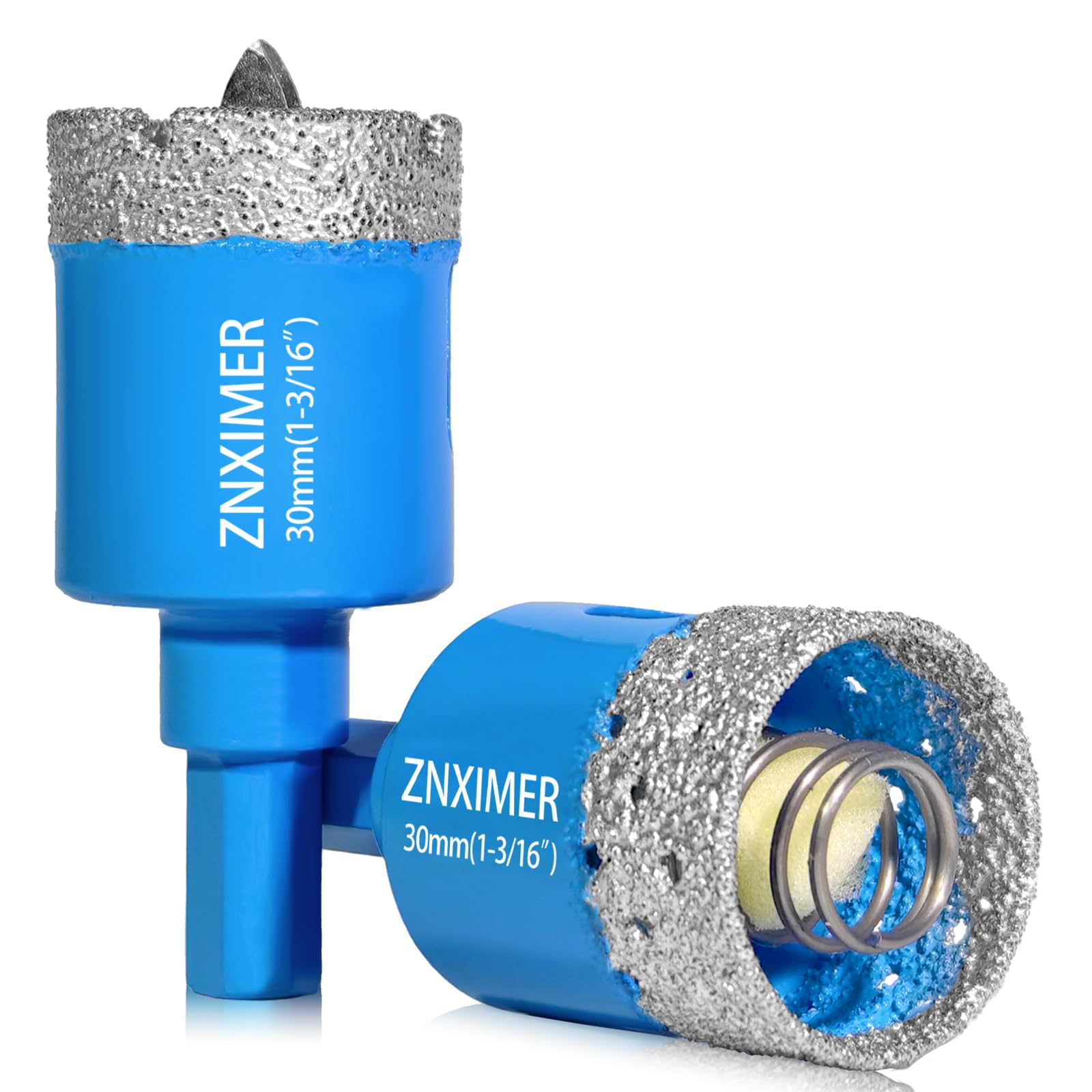 ZNXIMER Diamond Hole Saw Drill Bits - 2pcs 1-3/16" Diamond Drill bits Accurate Drilling for Tile, Ceramic, Marble, Granite, Stone, Glass Bottles 30mm