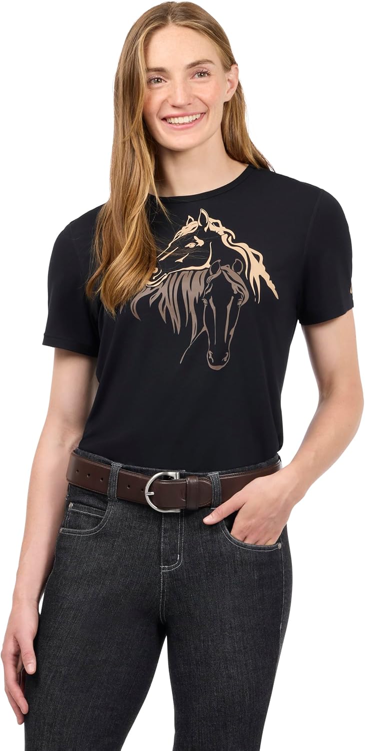 Kerrits Women's Equine Embrace Tee – Ultra-Wicking, Soft, Breathable Casual Top with Horse Print Design