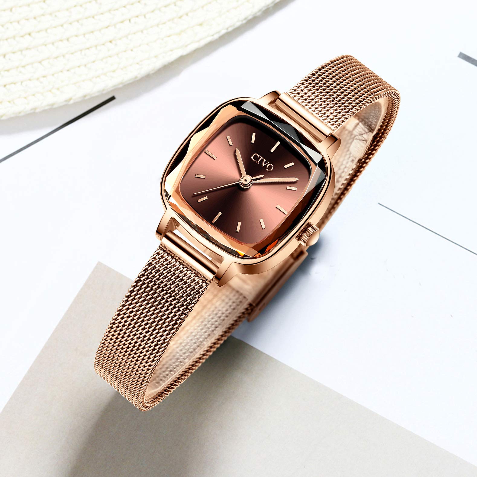 CIVO Montre Femme Rectangle Etanche Analogique Quartz Bracelet Mode Entreprise Élégant Classique