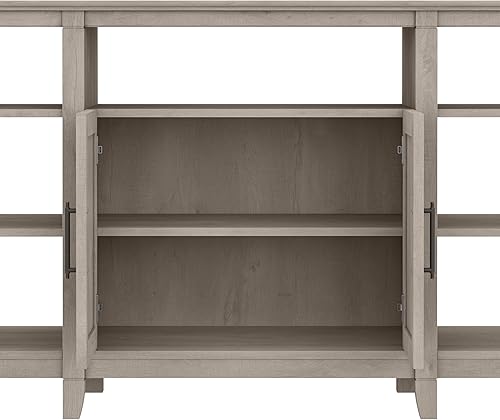 Miniatura 4 de Bush Furniture Key West - Soporte alto para TV con juego de 2 estanterías en gris lavado, centro de entretenimiento de granja para televisión de 65