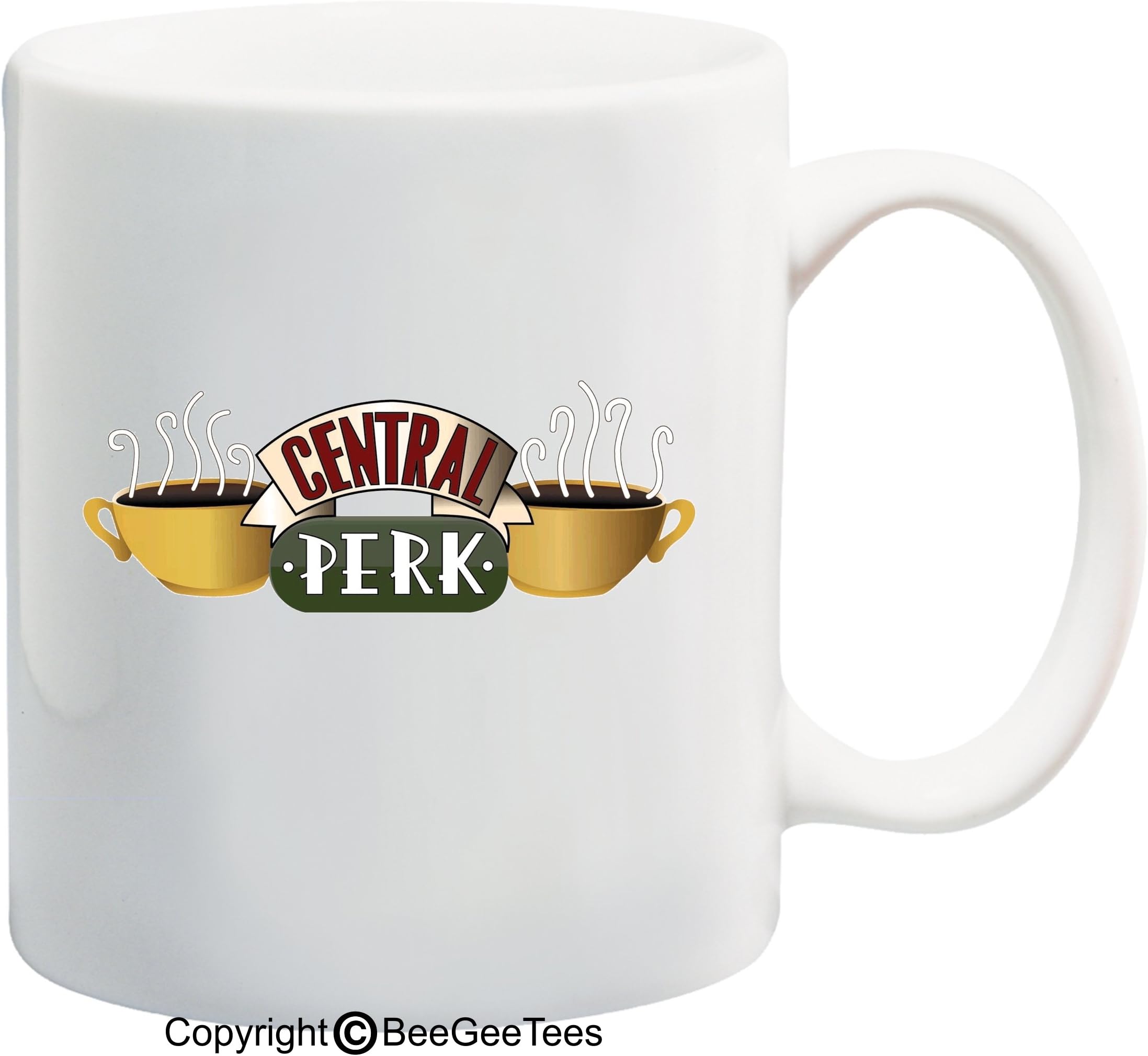 BeeGeeTees Central Perk Coffee or Tea Mug Funny White Ceramic Cup Friends (15 oz)