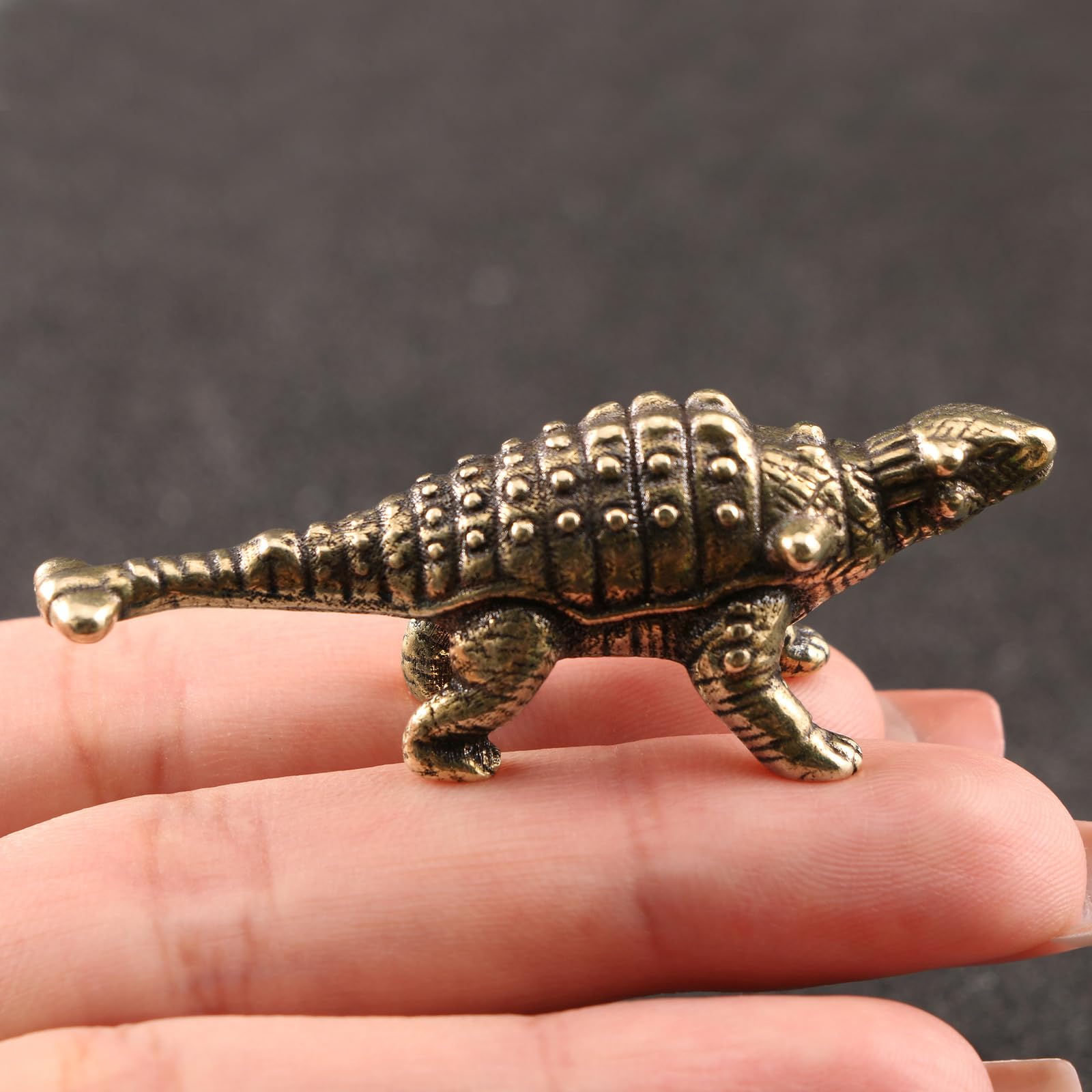 YANGPZFC Small Copper Dinosaur Souvenir Ornament Brass Statue For Desk Decor, Handcrafted Vintage Sculpture, 4