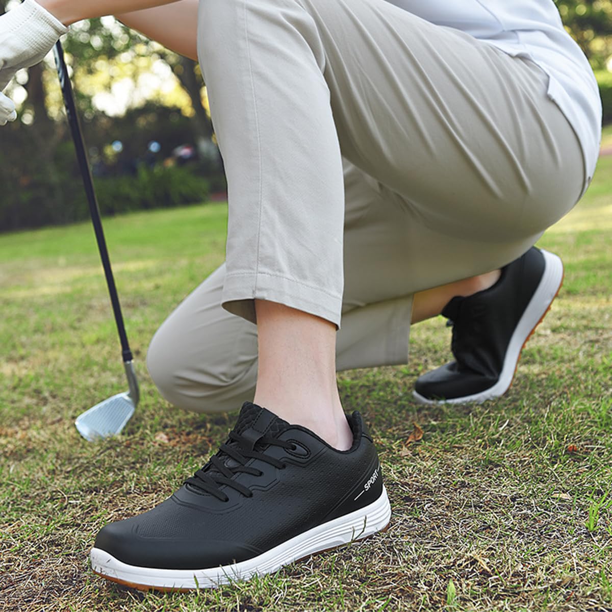 Zapatos de Golf Impermeables para Hombre Zapatillas de Golf con Cordones, Antideslizantes para Exteriores y Entrenamiento