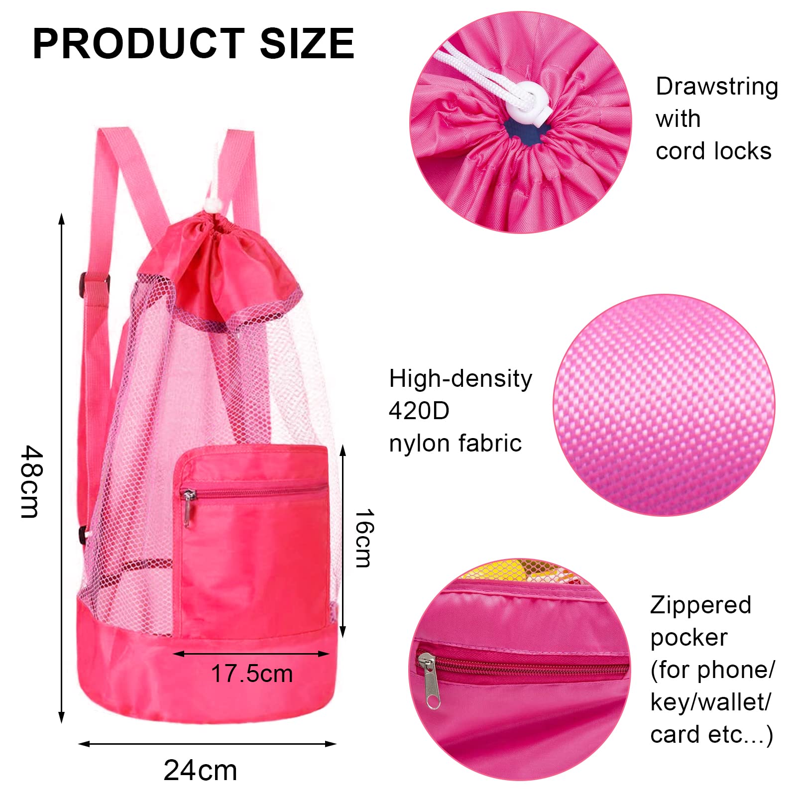 2 Sacs Jouets Plage En Maille Grande Capacité - Sacs Légers Pliables Pour Serviettes Et Jouets (Vert Et Bleu)