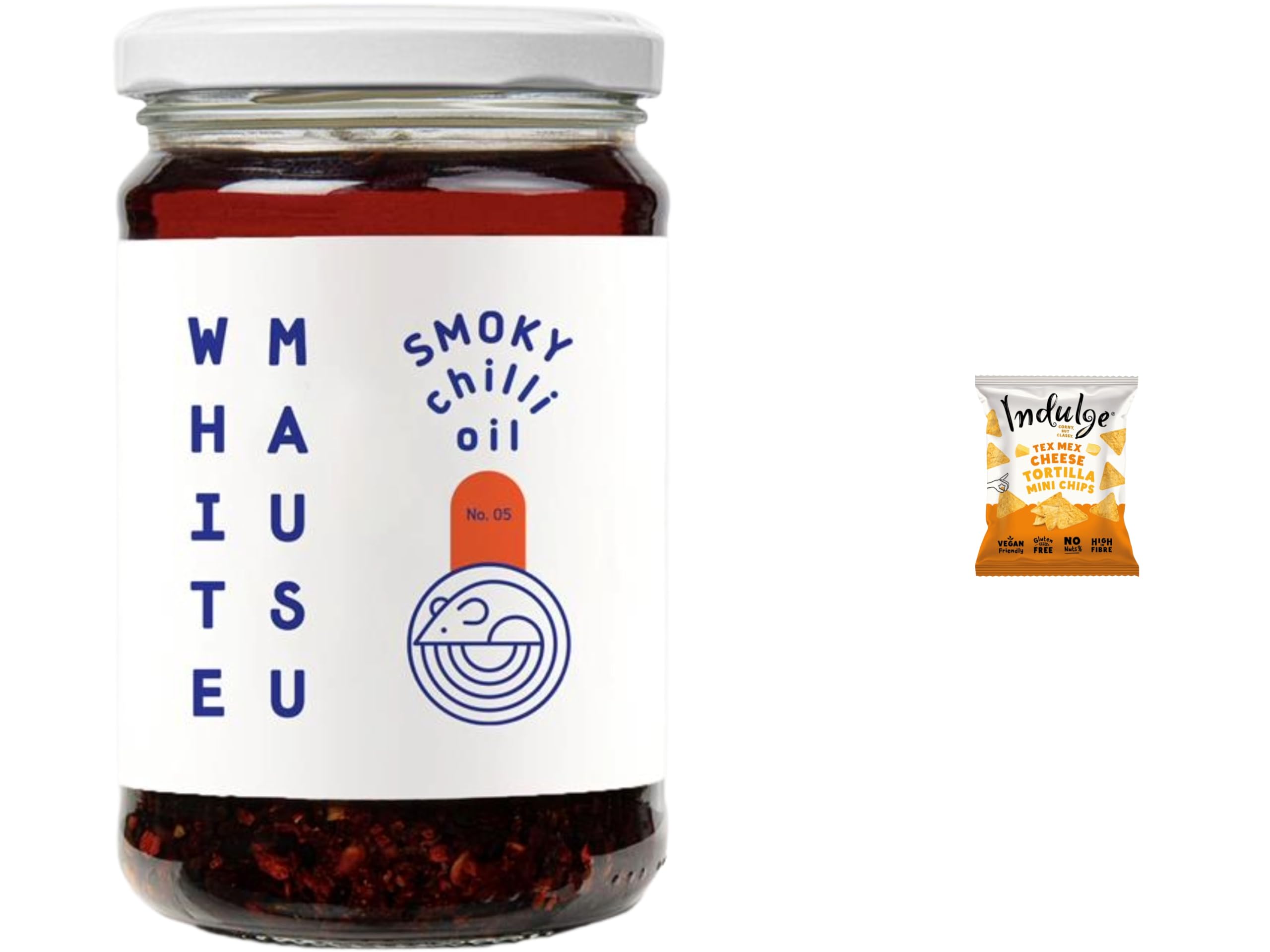 White Mausu Smoky Chilli Oil – 240g + Indulge Snack | Fruity Chipotle Morita Chilli Oil | Spicy, Smoky & Slightly Sweet | Vegan Versatile Condiment for Any Meal | from SuperfoodUK (Pack of 1)