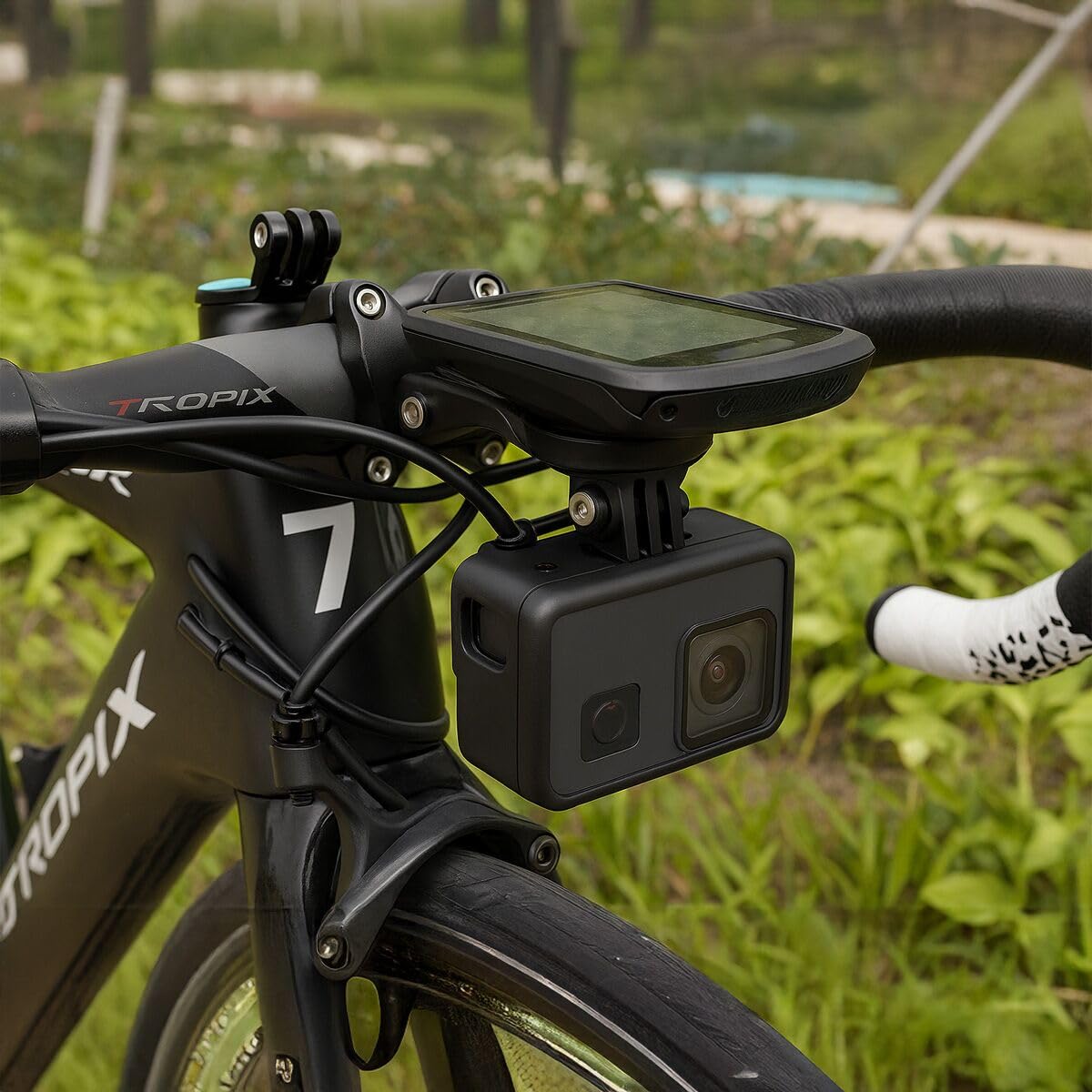 Support de vélo pour Wahoo Elemnt-Wahoo Elemnt Bolt-Wahoo Elemnt Roam/Mini - Support de potence réglable - Support de vélo pour GoPro et Camera Headlight.S