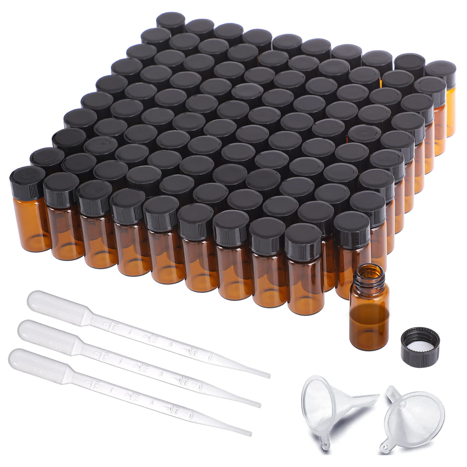 PRECIPETTE 5ml Sample Vials, Pack of 100 Amber Glass Sample