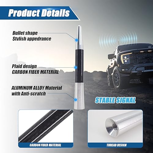 Miniatura 3 de Antena universal para automóvil, antenas universales, mástiles de antena automotriz, antenas automotrices universales compatibles con tapas de