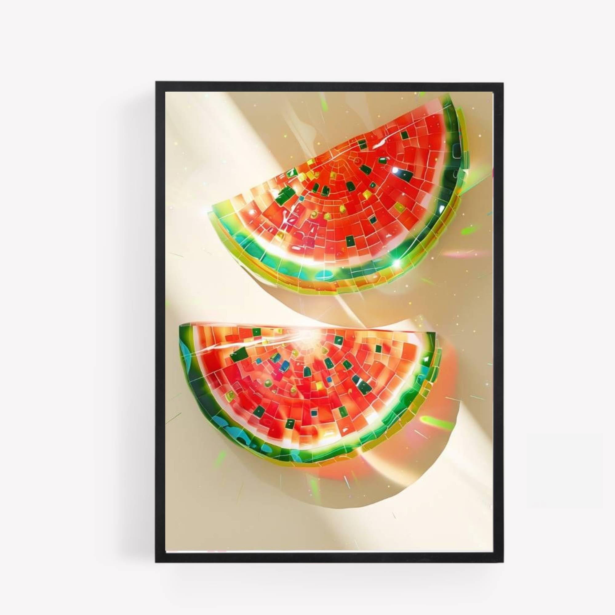 disco mirror ball watermelon fruit A4 UNFRAMED PRINT PICTURE aesthetic preppy kitchen wall art Home decor Decorating gift