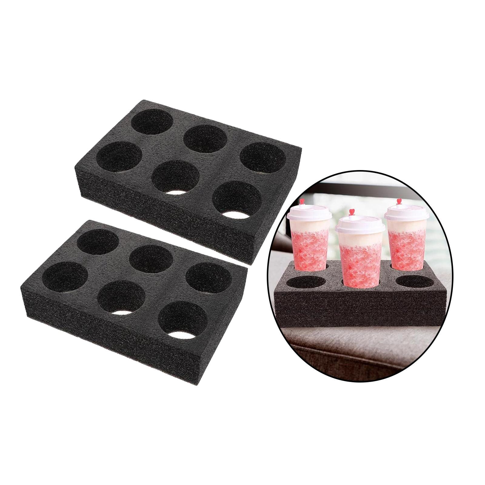 2 Set Getränkehalter Getränkehalter Tablett für Getränke Saft Bars 20 x 30 x 7 cm, schwarz, 2 Stück 6 Löcher