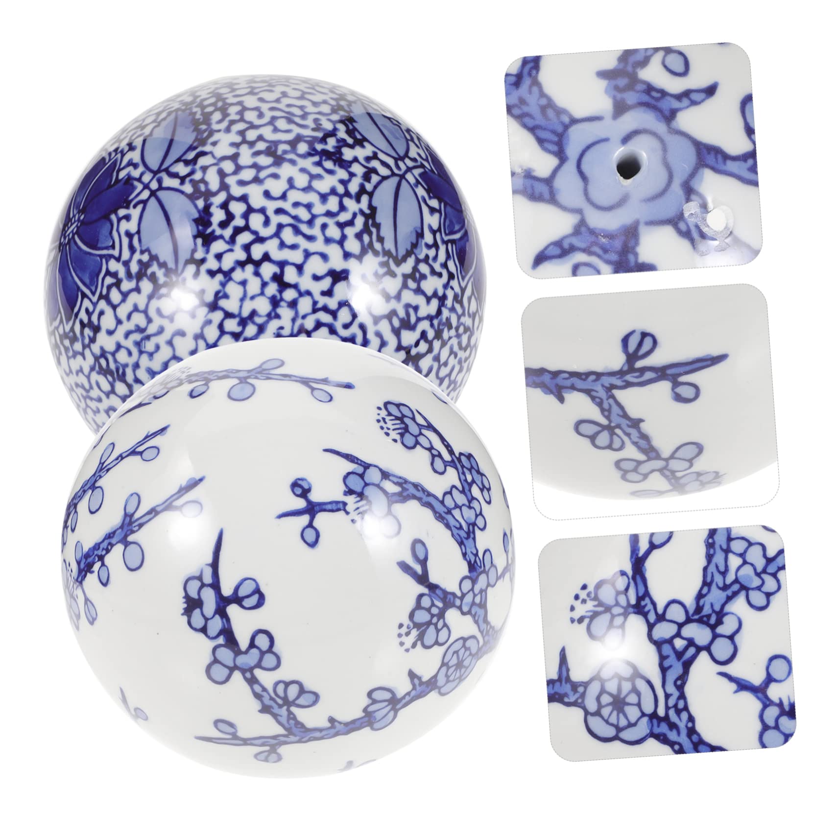 ULTECHNOVO 2pcs Boules Flottantes en Céramique pour Décoration D'aquarium, Ornements sans Bords Tranchants, Sécurisés pour Poissons, Style Chinois Élégant pour Aménagement D'aquarium