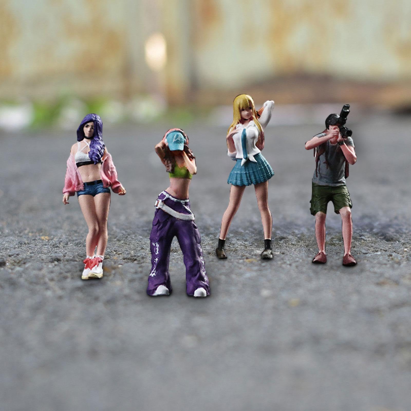 Set 4 Figurine Femminili Scala 1:64 Per Diorami | resina modellata, dettaglio fine, non cadere