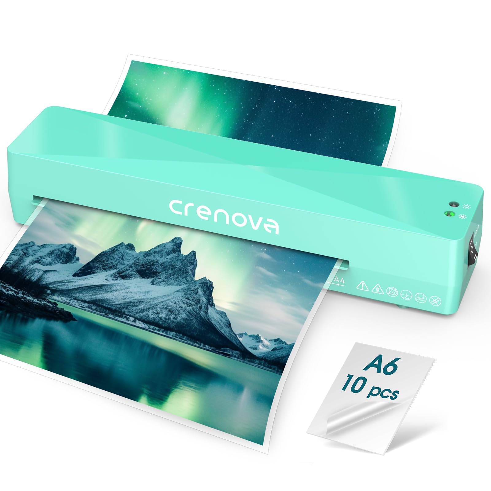 Crenova Laminator Machine with 10 Laminating Sheets, A4 Laminating Machine