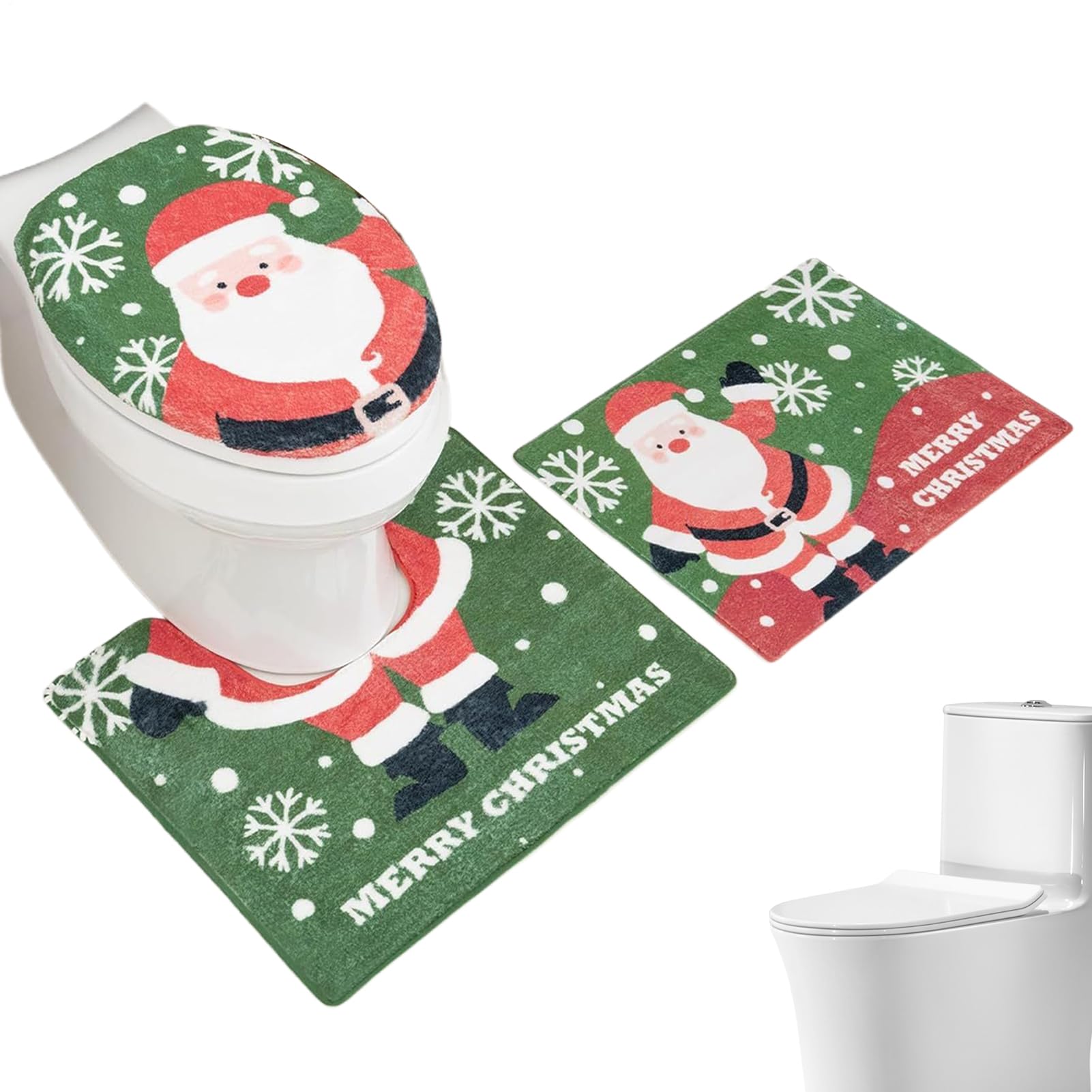Alfombra de baño antideslizante de Navidad y juego de 3 piezas para evitar suelos húmedos