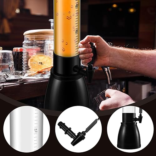 Miniatura 3 de Mifoci 2 unidades de dispensador de cerveza para fiestas, 100 onzas/3 L, torre de bebidas transparente con espita Oktoberfest Baviera suministros