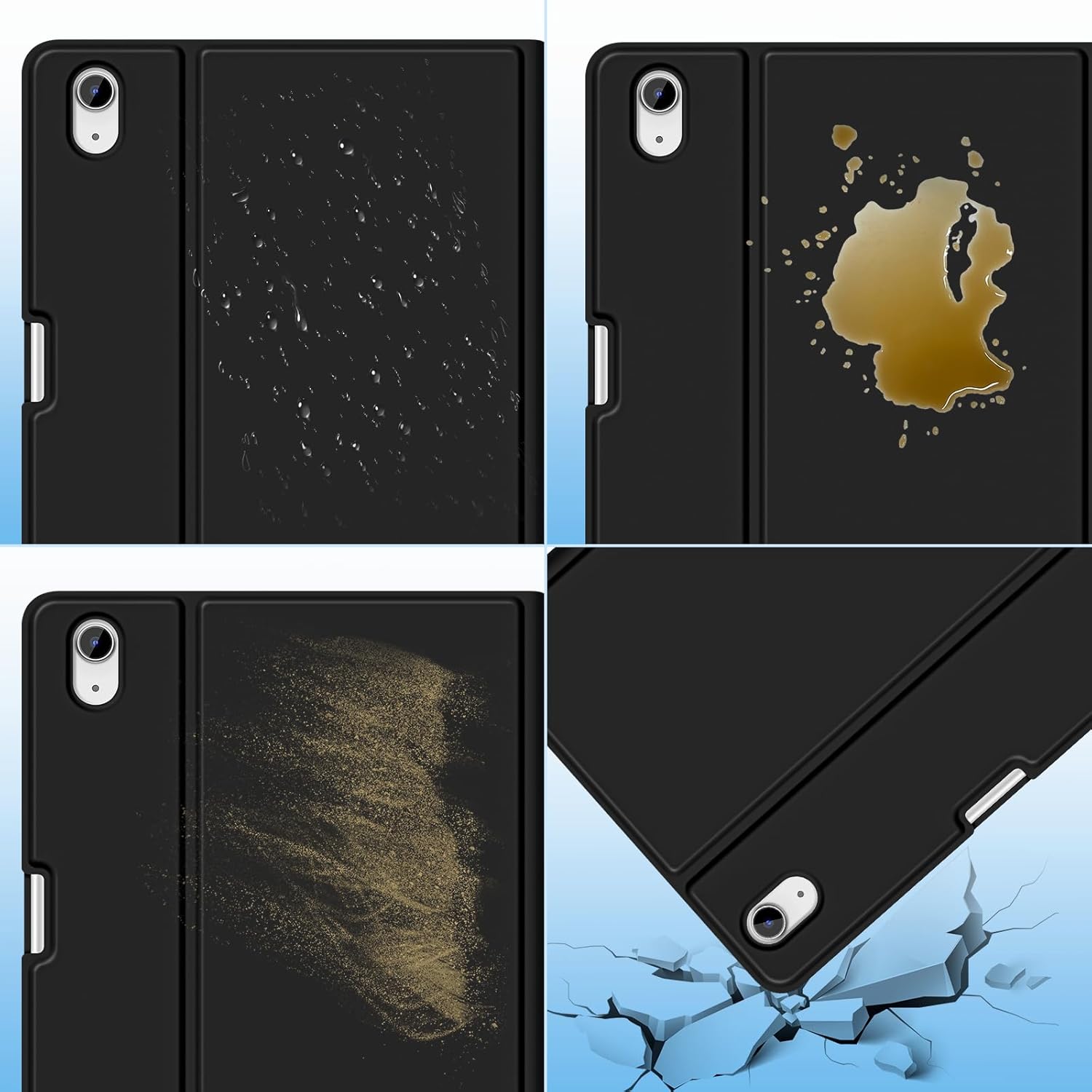 aMZCaSE for iPad A16 11th 10th Generation Case with Keyboard - 7 Colors Backlight Detachable Folio Keyboard Case for iPad (A16) 11th Gen 2025 & 10th Gen 10.9 inch 2022, Smart On/Off, Pen Holder, Black