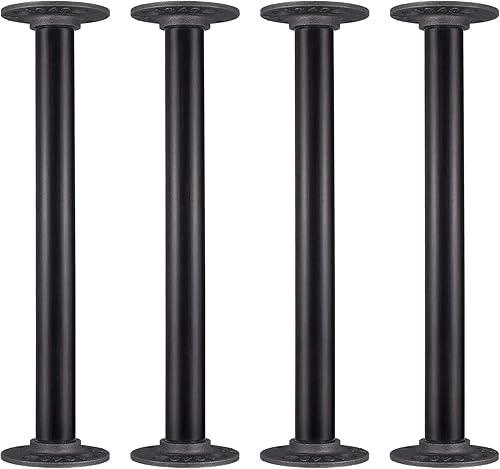 MUZIK Juego de 4 patas de mesa de tubo industrial, patas de base de hierro para mesas auxiliares y mesas auxiliares, escritorios, mesitas de noche,