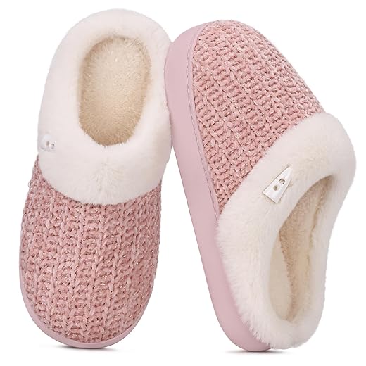 RDHOSUPY Fuzzy House Slippers for Women Comfy Memory Foam Slippers Slip-on Outdoor Indoor