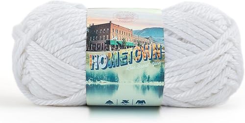 Lion Brand Yarn Hometown Ovillo de hilo color blanco brillante (New York White), 1 unidad