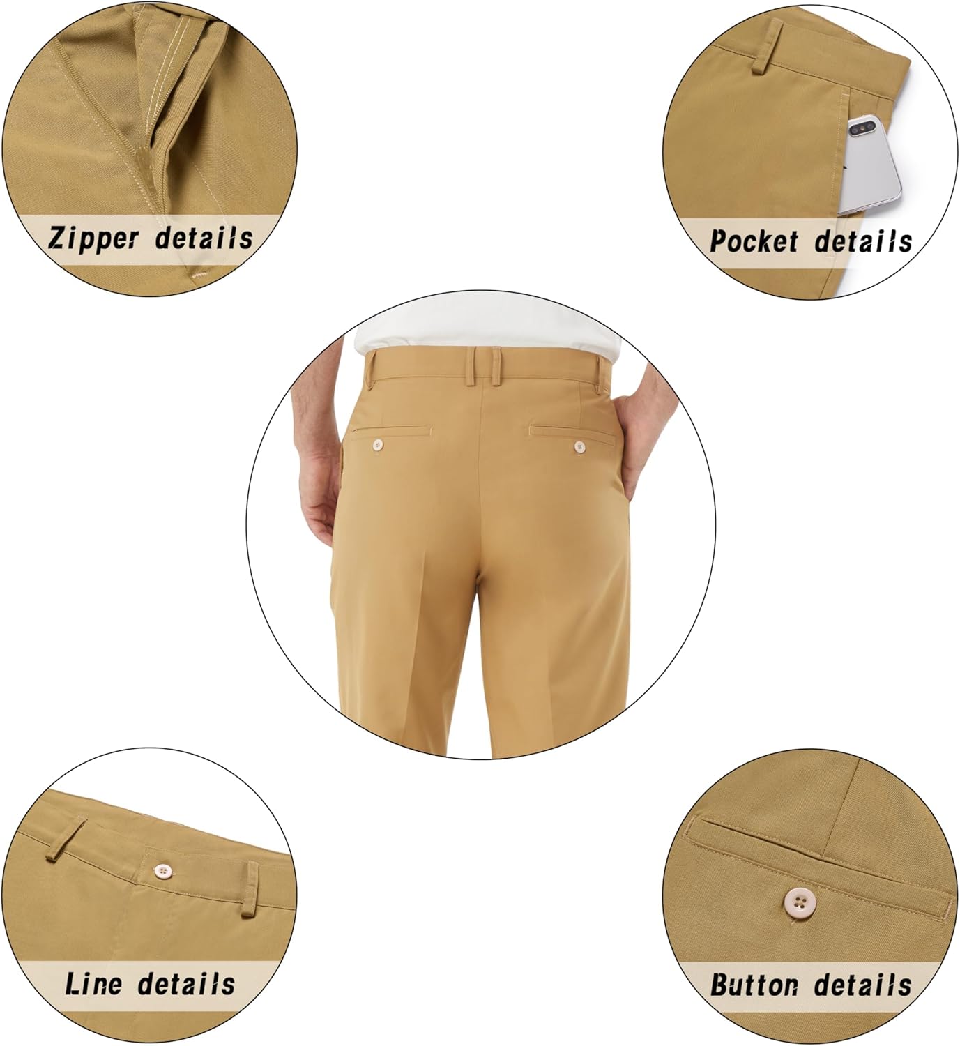 Men's Tall Classic Fit Flex Flat Front Dress Pants Formal Pants for Business & Office - Image 5