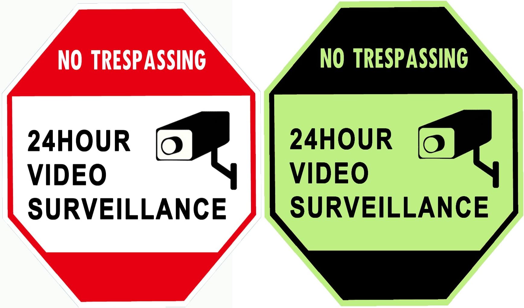 WISLIFE Security Surveillance Signs - ONE Piece, Glow in The Dark Video Surveillance Sign, Aluminum Security Sign 12" X 12" (ONLY 1, Day & Night