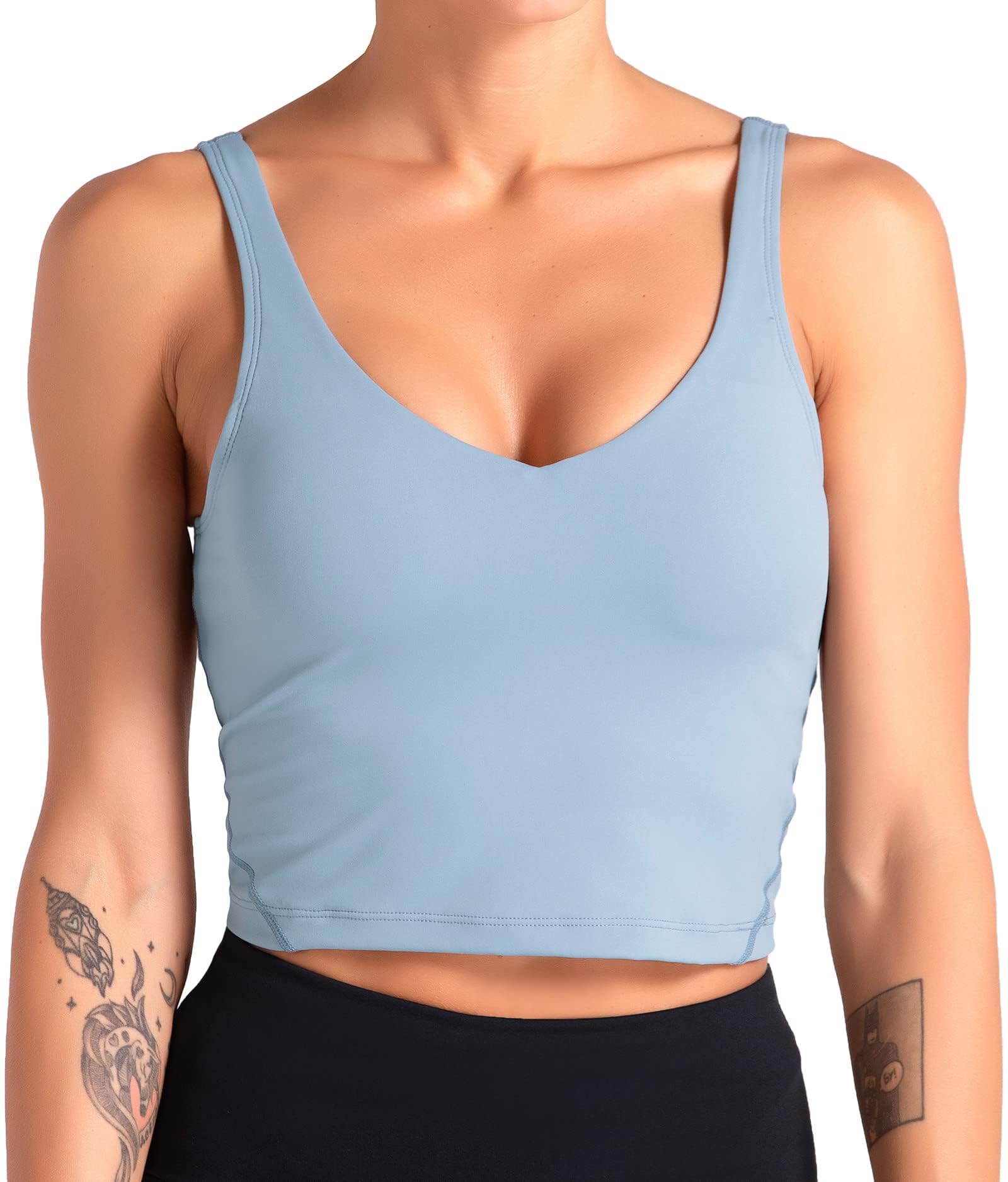 Dragon Fit Sports Bra for Women Longline Padded Bra Yoga Crop Tank Tops Fitness Workout Running Top