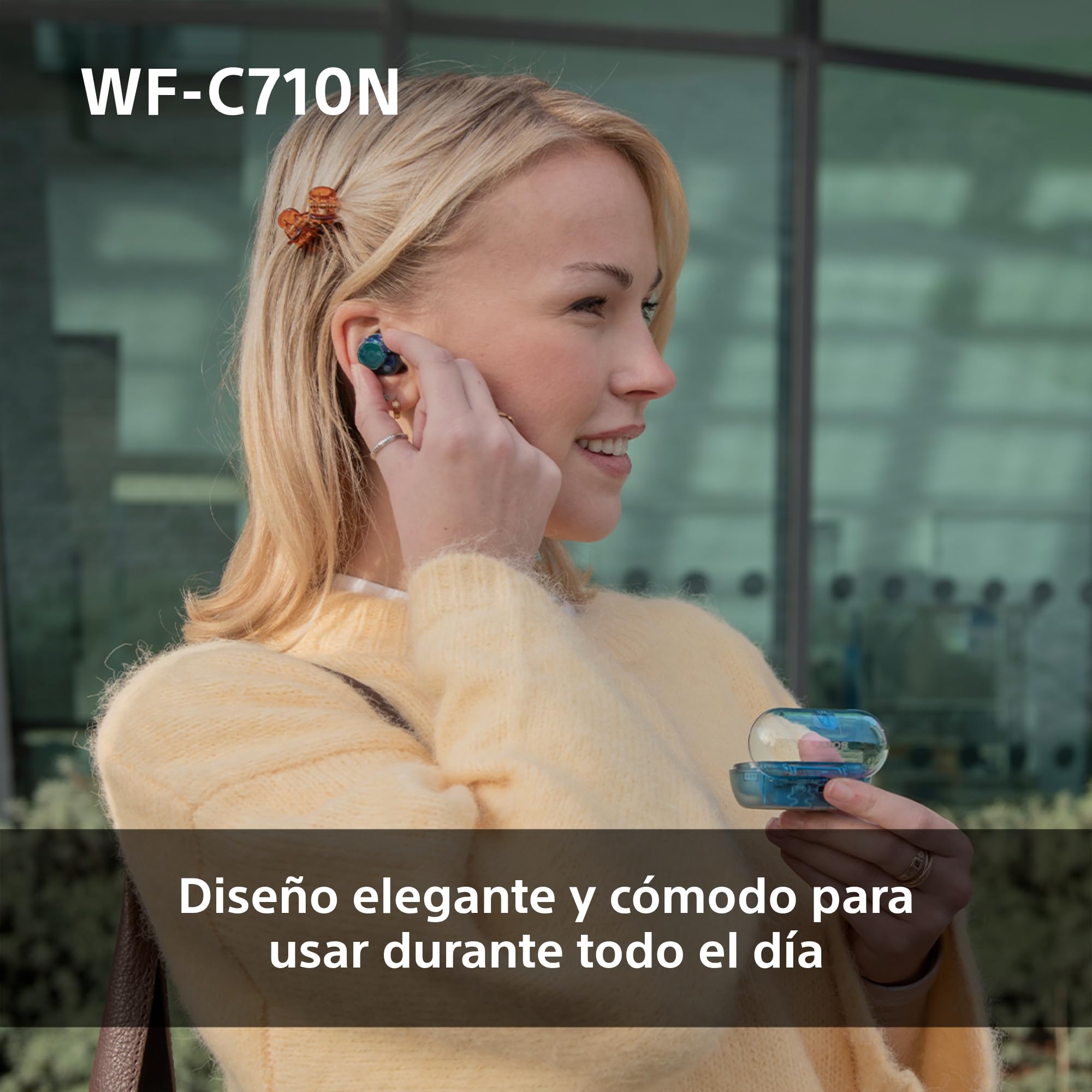 Sony WF-C710N Auriculares True Wireless con cancelación de Ruido Avanzada, Calidad de Llamadas con IA, Multipunto, IPX4, Batería hasta 40 Horas, iOS y Android, Blanco (Último Modelo)