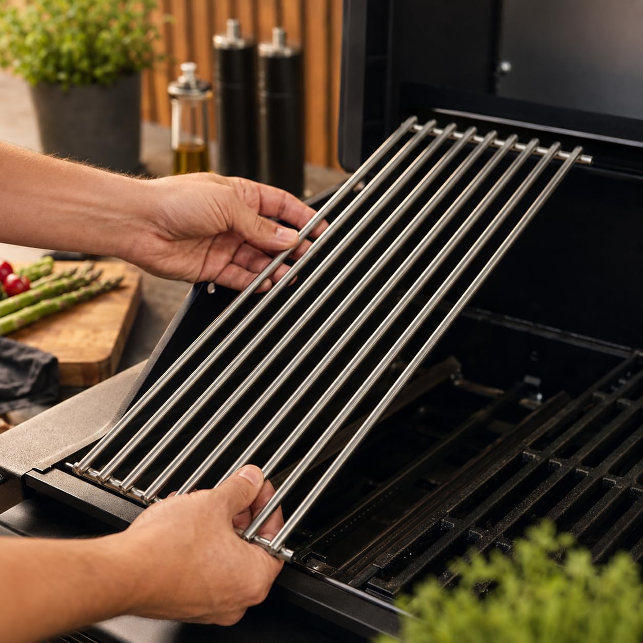 Grillfürst Griglia in Acciaio Inox Broil King Baron - griglia Facile da Pulire con montanti da 8 mm, Dimensione della griglia di Ricambio 43,6 x 15,9 cm