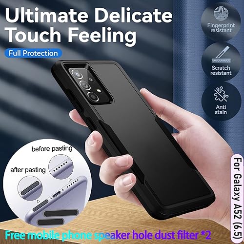 Miniatura 10 de LMDAMZ Funda híbrida de doble capa para Galaxy A52 (5G) de 6.5 pulgadas de grado militar resistente a los golpes con 1 soporte magnético para