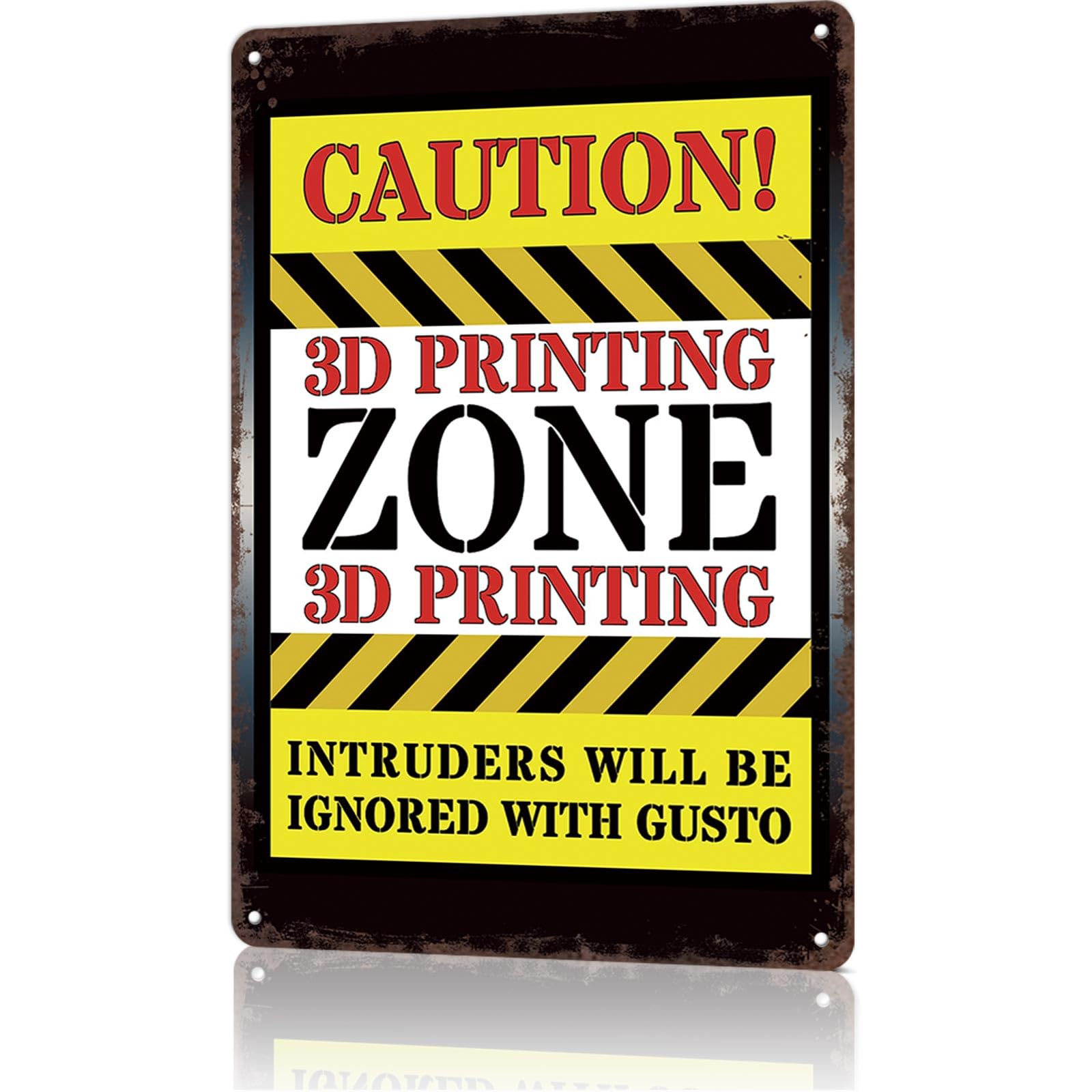 KWQDOZF Vintage Metal Signs Caution Zone Sign Funny Tin Sign Poster Wall Art For Home Room Bedroom Office Decor 8x12inch