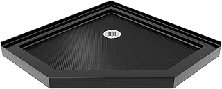 DreamLine SlimLine 38 in. D x 38 in. W x 2 3/4 in. H Corner Drain Neo-Angle Shower Base in Black, DLT-2038380-88