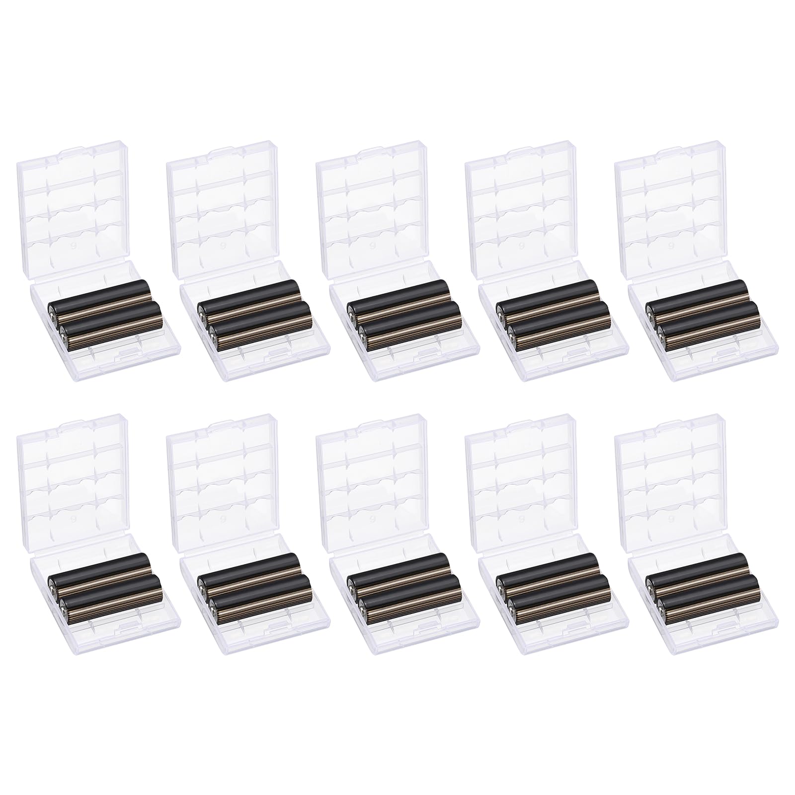 QUARKZMAN Porta Batterie Organizer Scatola Immagazzinaggio 4 x AA/AAA Custodia In Plastica Trasparente Confezione 10