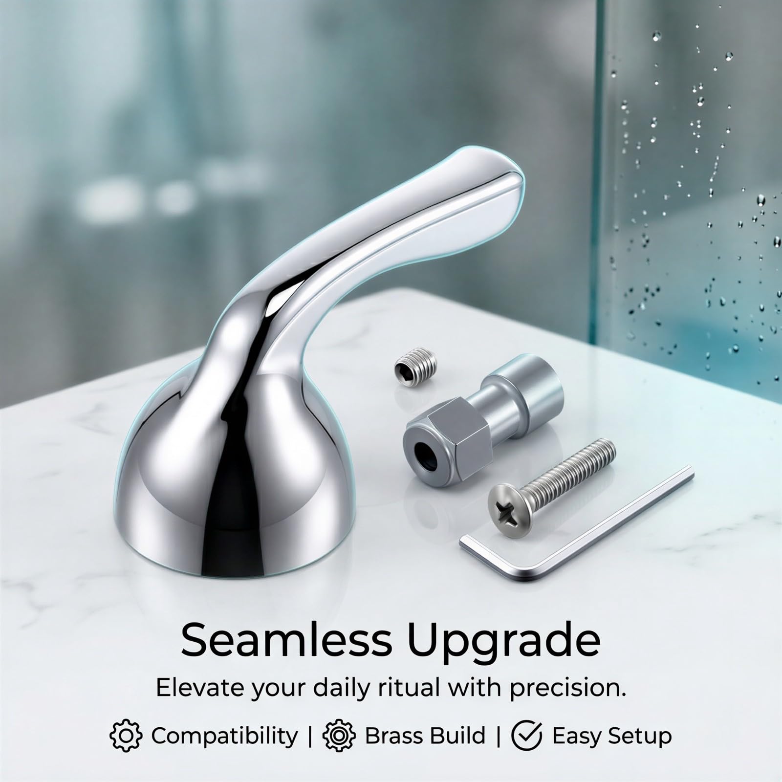 Zapasowy uchwyt baterii prysznicowej kompatybilny z Delta RP74148 B114900 B112900, solidny mosiężny uchwyt prysznicowy ręczny zamiennik ze sprzętem montażowym, polerowany chromowany uchwyt do wanny