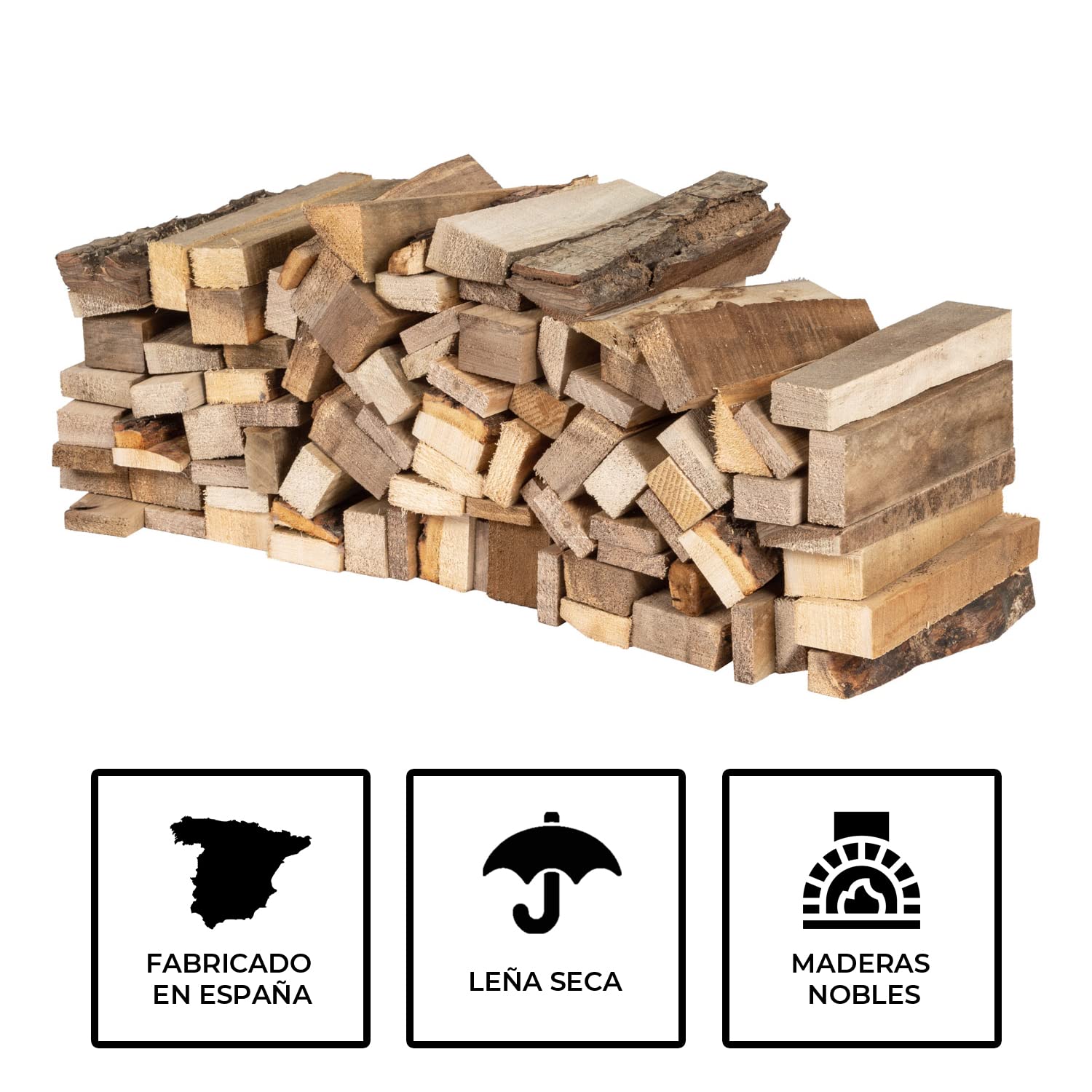 9kg Leña de Haya para hornos pequeños de Pizza de Exterior. Hecho en España. Madera de Haya. 100% Natural sin aditivos.