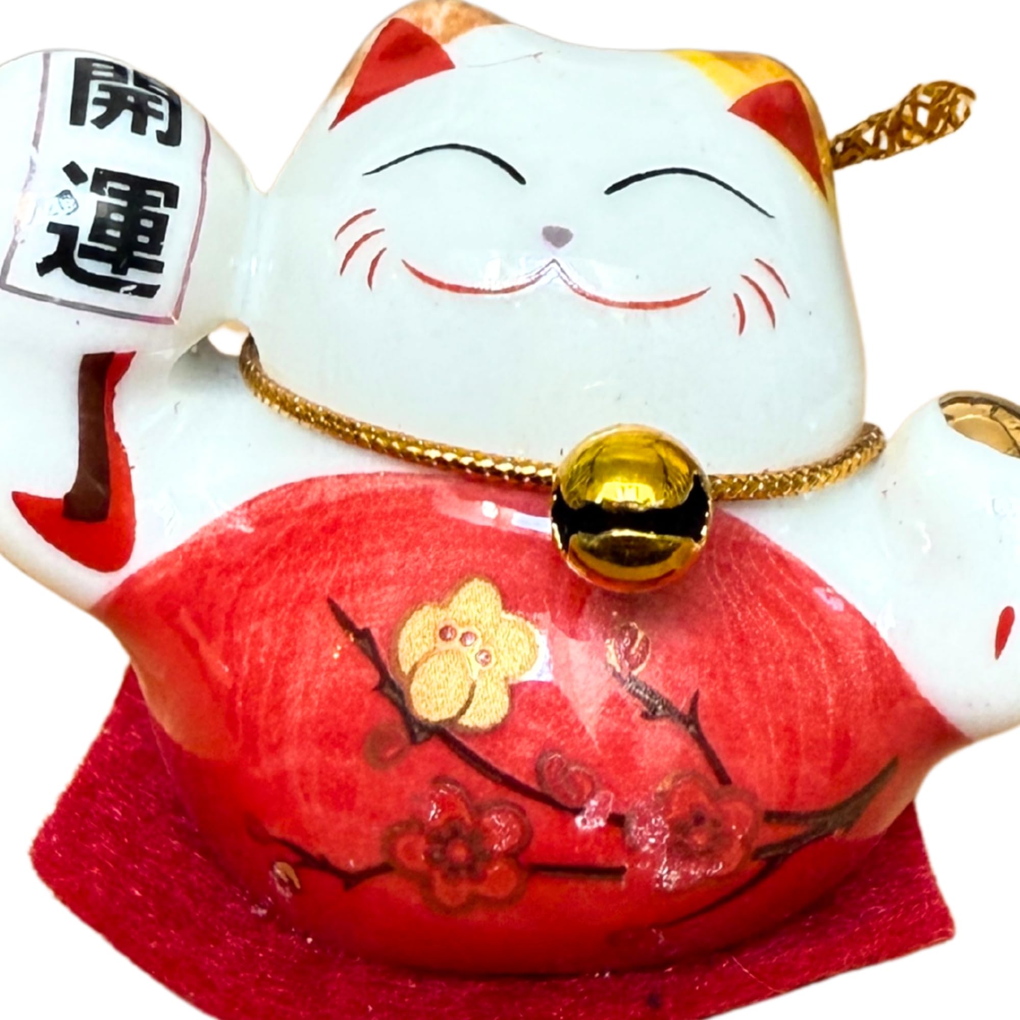 Mkuha Maneki Neko en Céramique, Chat Chinois Porte en Porcelaine, Feng Shui Porte, Bonheur Statuette Lucky Cat Décorer pour Le Bureau à Domicile et Le Magasin 11x9x13.5CM/4.3x3.5x5.3Inch,Jaune