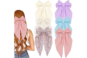 Kasmena 6Pcs Big Hair Bows for Women: Silky, Satin, Oversized, and Aesthetic Bows