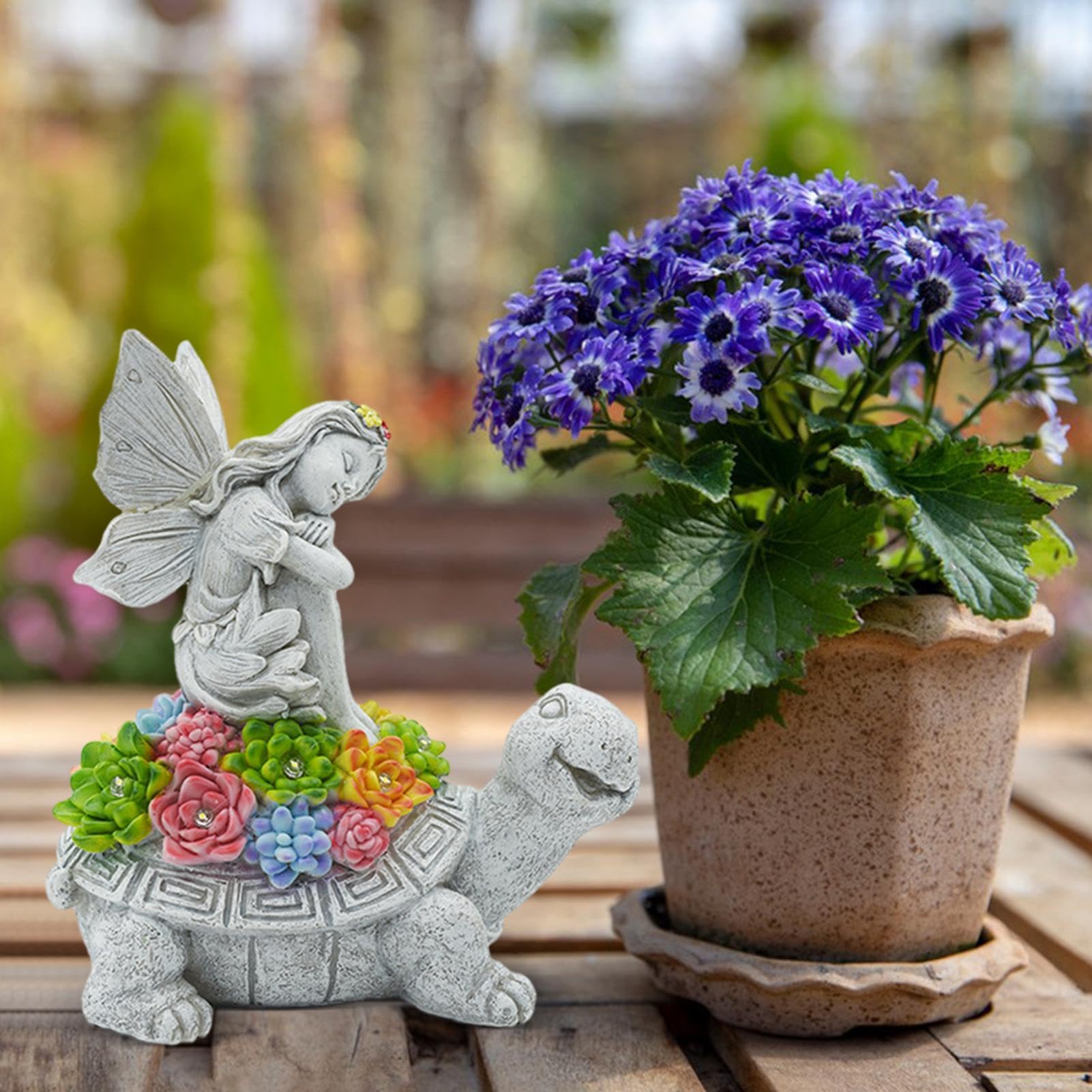 Statua da giardino solare - della statua della Decorazioni da giardino ad energia solare,Statue di tartarughe da giardino , leggere, attraenti e resistenti agli agenti atmosferici per il pr